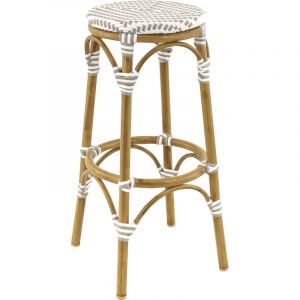 Tabouret de bar d'extérieur en rotin tressé Soron Gris et blanc