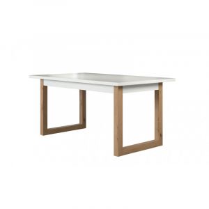 Table de salle à manger extensible scandinave blanc/chêne Jedusor Blanc/chêne