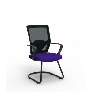 Chaise de réunion contemporaine métal noir et tissu Hawai Bleu