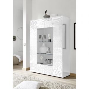 Vitrine moderne laquée blanc brillant Orlane blanc laqué brillant