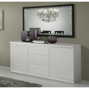 Buffet/bahut moderne 165 cm laqué Medusa Blanc