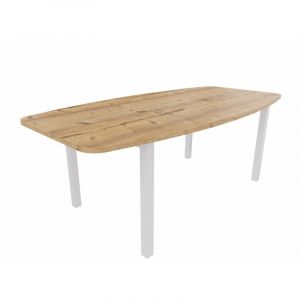 Table tonneau de réunion pieds métal Skyline Blanc, gris, argile, hêtre, nebraska, chêne fil, timber ou cèdre  200x72x100 cm