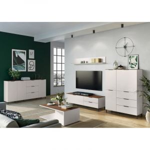 Buffet/bahut moderne 192 cm Arizona Gris/noyer ou blanc/gris marbré