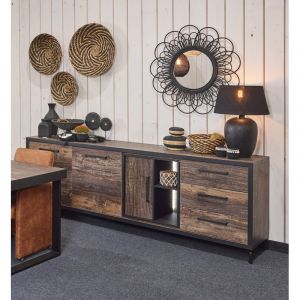 Buffet/bahut industriel 243 cm marron/noir Chaneze Marron/noir