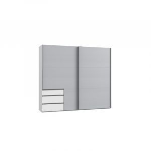 Armoire adulte contemporaine portes coulissantes 250 cm gris/blanc Jasper I Gris/blanc