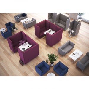 Fauteuil acoustique unicolore Push Bleu ciel, turquoise, mauve, orange, marron, vert, bleu gris, gris, gris foncé ou anthracite