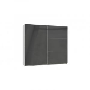 Armoire contemporaine portes coulissantes 250 cm blanc/verre gris Rotterdam Blanc/verre gris