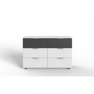 Commode contemporaine 130 cm Bridget Blanc/gris ou chêne/graphite