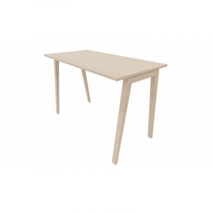 Table haute de réunion avec piétement en hêtre massif Erika Graphite, blanc, gris, hêtre, chêne moyen, poirier, wengé, acacia clair, acacia foncé, chêne veiné ou chêne grisé