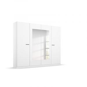 Armoire adulte contemporaine avec miroir Floraly Blanc, chêne ou gris