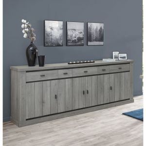 Buffet/bahut contemporain 248 cm ch&ecirc;ne gris Corrie Ch&ecirc;ne gris