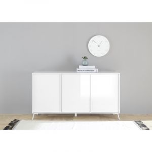 Buffet/bahut moderne 156 cm blanc laqué Enzio Blanc laqué