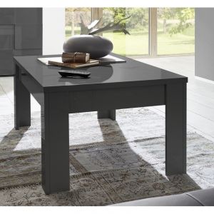 Table basse rectangulaire moderne gris laqué brillant Larissa Gris laqué brillant