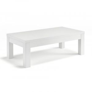 Table basse rectangulaire moderne laquée Cristal Blanc laqué