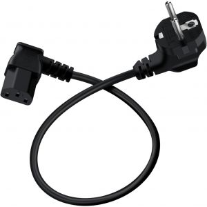 Cable Alimentation Coudé à 90° C13 Contact de Protection de Câble Type F (CEE 7/4) vers Prise C13, pour Ordinateur, TV, Moniteur, écran, Projecteur, Etc (Noir, 3m) - Neuf