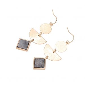 Boucles D'oreilles Pendantes A Pampilles Geometriques Irregulieres Pour Femme (Gris) - Neuf