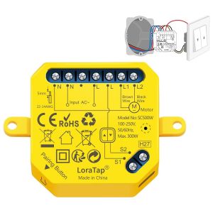 CHECARZHN--NO1-Interrupteur Module Volet Roulant Connecté Wifi, Commutateur Rideau Stores Sans Fil, Compatible Avec Alexa Google Home Pour Commande Vocale, Intelligent Moteur Mural - Neuf