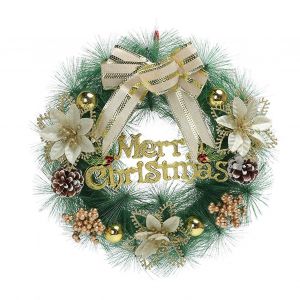 Couronne de Noël 30cm Noël classique Noël porte d'entrée décor avec lettre et cadeau - Neuf