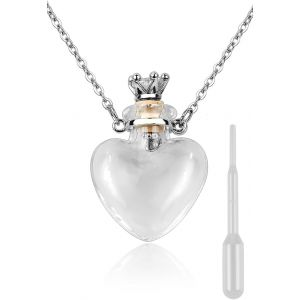 Kal-Collier En Forme De Fiole De C?ur Avec Pendentif Bouteille De Parfum - Collier Pour Liquide Commémoratif - Urne Souvenir En Verre Pour Cendres - Neuf