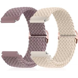 Nenv-Nylon Tressés Sport Bracelet 22mm/20mm/18mm,Élastique Boucles Hook Bracelet De Remplacement Stretchable Pour Femme Homme - Violet + Starlight - Neuf