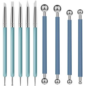 Mevronisshop-9 Pi&egrave;ces Outils De Modelage, Outils De Sculpture D'argile, Set D'outils De Potier D'argile Avec Boule De Modelage Et Pointe En Caoutchouc Souple Stylo De Modelage Outil D'argile De Poter - Neuf