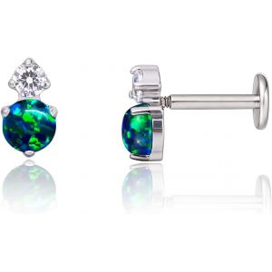 18g Titane Piercing Tragus,2pcs Piercing Labret Lèvre Bouche Avec Cz Opale,Filetage Intérieur Piercing Oreille Cartilage,Piercing Pour Nombril Langue Sourcil Septum Nez Oreille.[X1716] - Neuf