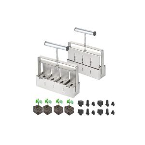 Lot de 2 blocs de terre en m&eacute;tal pour semis, avec 24 picots pour le repiquage et la p&eacute;pini&egrave;re. - Neuf