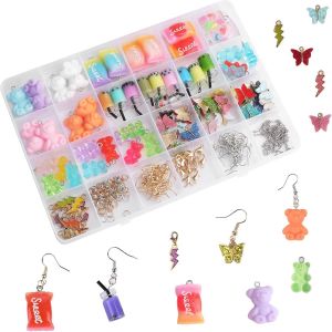 Ytseazn-Ensemble Pendentif Ours Papillon 152 Pièces Pendentif Résine En Forme D'ours Pendentif En Forme De Papillon Et Ours Charms Butterfly Bubble Tea Pendentif Keychain Gummy Bear Boucles D'oreilles - Neuf