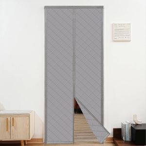 Rideau de porte isolant thermique et magnétique 70 x 200 cm, épais, coupe-vent, imperméable, isolation phonique, gris - Neuf