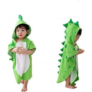 Tzf-0 À 4 Ans Peignoir À Capuche Pour Bébé, Motif Dinosaure En Coton, Jolie Serviette De Bain Pour Enfants, Robe De Plage, Poncho À Capuche Pour Bébés Garçons Filles (Vert) - Neuf