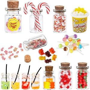 TRAHOO-Lot de 11 accessoires de lutin miniatures pour No&euml;l - Bonbons et boissons de No&euml;l miniatures - Accessoires de maison de poup&eacute;e avec sucettes en caoutchouc - Pour porte de lutin - D&eacute;coration de - Neuf