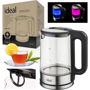 Bouilloire &Eacute;lectrique, Bouilloire En Verre Ik1103, Puissance 2200 Watts, Capacit&eacute; 1,7 L, &Eacute;clairage Led, Socle 360&deg;, R&eacute;glage De La Temp&eacute;rature De L'Eau : 60, 70, 80, 90, 100&deg;C - Neuf