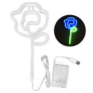 HJLIAN Neons style fleur de rose, Saint-Valentin, demande en mariage, confession, decoration d'interieur, lumieres bleues, lumiere verte - Neuf