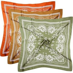 Lot De 3 Foulards En Satin De 69,8 Cm, En Soie, Bandanas, Pour Femmes Et Filles, Vert Clair, Jaune Et Orange - Neuf