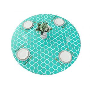 Nappe Ronde En Pvc Imperm&eacute;able De 122 Cm, Motif Treillis, Cyan - Neuf