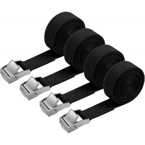 Sangle d'arrimage 4PCS,kit de fixation 2M x 20mm avec boucle de sangle de serrage,pour moto,voiture,porte-vélos,puissance de traction : 500 kg / pièce (noir) - Neuf