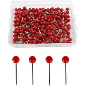 Chenquansarl-Lot De 300 Épingles Polyvalentes Avec Tête, Carte, Mini Puna S, Rondes, Pour Tableau D'affichage, Plaque De Liège, Carte, Photos, Travaux Manuels, Rouge, 0,3 X 1,5 Cm - Neuf