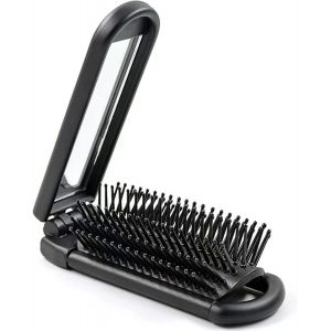 Travel Hair Brush,Mini Hair Brush With Mirror,Compact Hair Brush,Wet Brush,Pocket Hair Brush,Travel Comb For Women And Men (Black) - Neuf