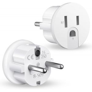 KALANKA-2 Pi&egrave;ces Adaptateur Prise USA, Adaptateur Prise France vers USA, Prise Americaine Adaptateur Francais, Adaptateur de Voyage US vers EU, Adaptateur EU Plug, pour appareils avec Alimentation US - Neuf