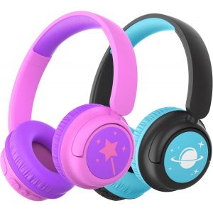 Casque Pour Enfant Bluetooth, 60 Heures De Travail, Limitation Du Volume 74/85 Dba, Son Stéréo, Type C, Bluetooth 5.4, Casque Enfant San Fil Avec Microphone Pour Tablette/Voyage,Noir Et Rough - Neuf
