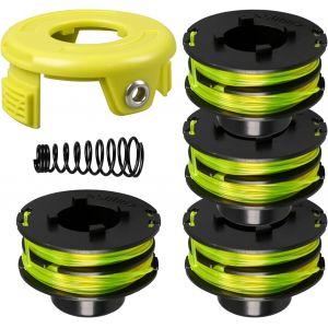RAC118 Bobine de Rechange pour débroussailleuse Ryobi RLT3525S avec Couvercle de Bobine et Ressort,1,2 mm de diamètre 8,4 m de Long (4 bobines + 1 Couvercle + 1 Ressort) - Neuf