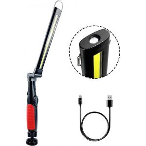 Lampe de travail COB,lampe de poche LED pliante rechargeable Lampe d'inspection avec base magnétique et suspendue - Neuf