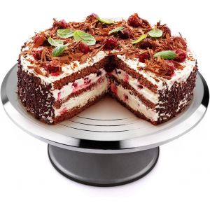VornixorSarlshopPr&eacute;sentoir &agrave; G&acirc;teau en Aluminium, 12in Tournant de G&acirc;teau Rotatif, 6-12 Personnes en Rond Plateau Support de G&acirc;teau pour F&ecirc;te d'anniversaire, Festival, Mariage, Presentoir Buffet Even - Neuf