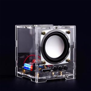 Haut-Parleur Bluetooth Diy 3 W Mini Ht6872 Amplificateur Audio Stéréo Avec Coque En Acrylique Led Clignotante Pratique Pour L'Intérieur Et L'Extérieur (Transparent) - Neuf