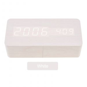 Réveil Numérique En Bois Avec Horloge Led,Heure,Date,Température,Horloges De Bureau Pour Bureau,Horloge De Chevet,Horloge Led En Bois,1 Pièce.White. - Neuf