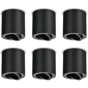 Subzonal-6&times; Spots De Plafond Noir - Spot En Saillie Plat 30&deg; Orientable - Avec Douille Gu10-230v Led Plafonnier Spot - Aluminium Rond Downlight Luminaire Plafonnier - Sans Lampe Gu10 - Neuf