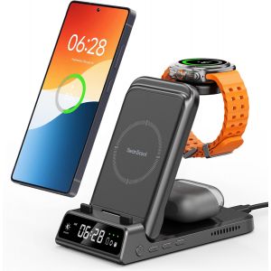 Chargeur Induction Pour Samsung S25/Watch 8/8 Classic, Station De Charge Pour Samsung S24/S23/Fold 6, 3 En 1 Chargeur Sans Fil Pour Galaxy Watch Ultra/7/6/5, Galaxy Buds, 703S (No Adapter) - Neuf