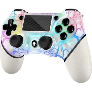 Manette Pour P-S4, Contrôleur Sans Fil Pour Ps4, Double Vibration/Pavé Tactile/Gyroscope À 6 Axes Contrôleur Gamepad Mannette De Jeu Compatible Avec Console Ps-4/Pro/Slim/Pc (Rose Blanc) - Neuf