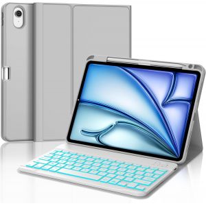 Clavier Pour Ipad Air 11 Pouces M3 2025, Étui Clavier Détachable Sans Fil Bluetooth, Keyboard Azerty Français Pour Ipad Air 11 M2 2024/M3 2025 11 Pouces (Noir) - Neuf