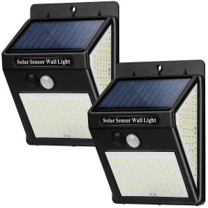 Promotion hivernale,Lumi&egrave;re de capteur de mouvement solaire ext&eacute;rieur,Lumi&egrave;res ext&eacute;rieures &agrave; &eacute;nergie solaire 3 modes IP65 &eacute;tanches,[2 Pack 144 LEDs] Lig - Neuf